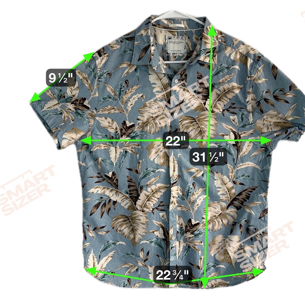 Denim & Flower Ricky Singh Blue Tropical Leaf Button Up Shirt Men’s XL - Picture 14 of 15
